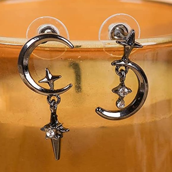 Emo Punk Sun & Moon Earrings - Picture 2 of 3